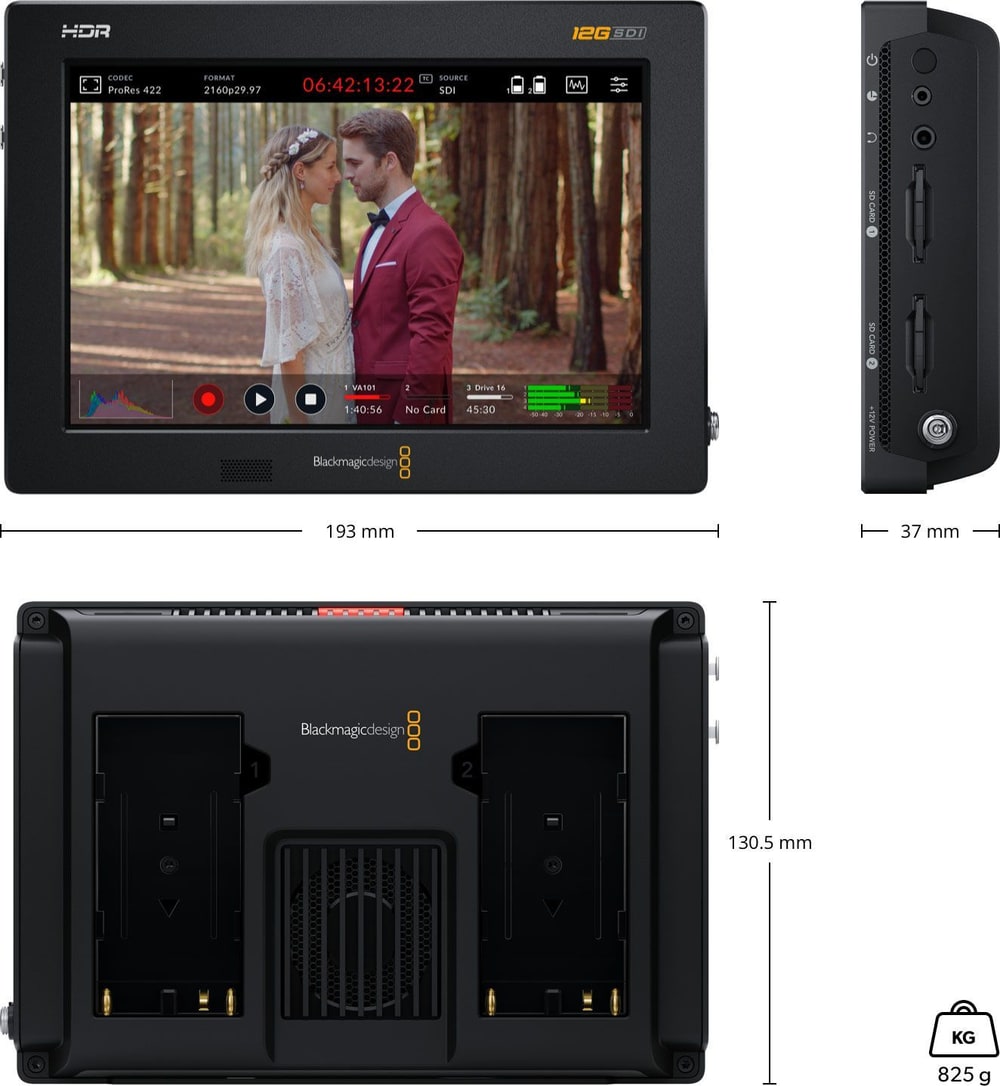 Video Assist 7″ 12G HDR – Abmessungen und Gewicht
