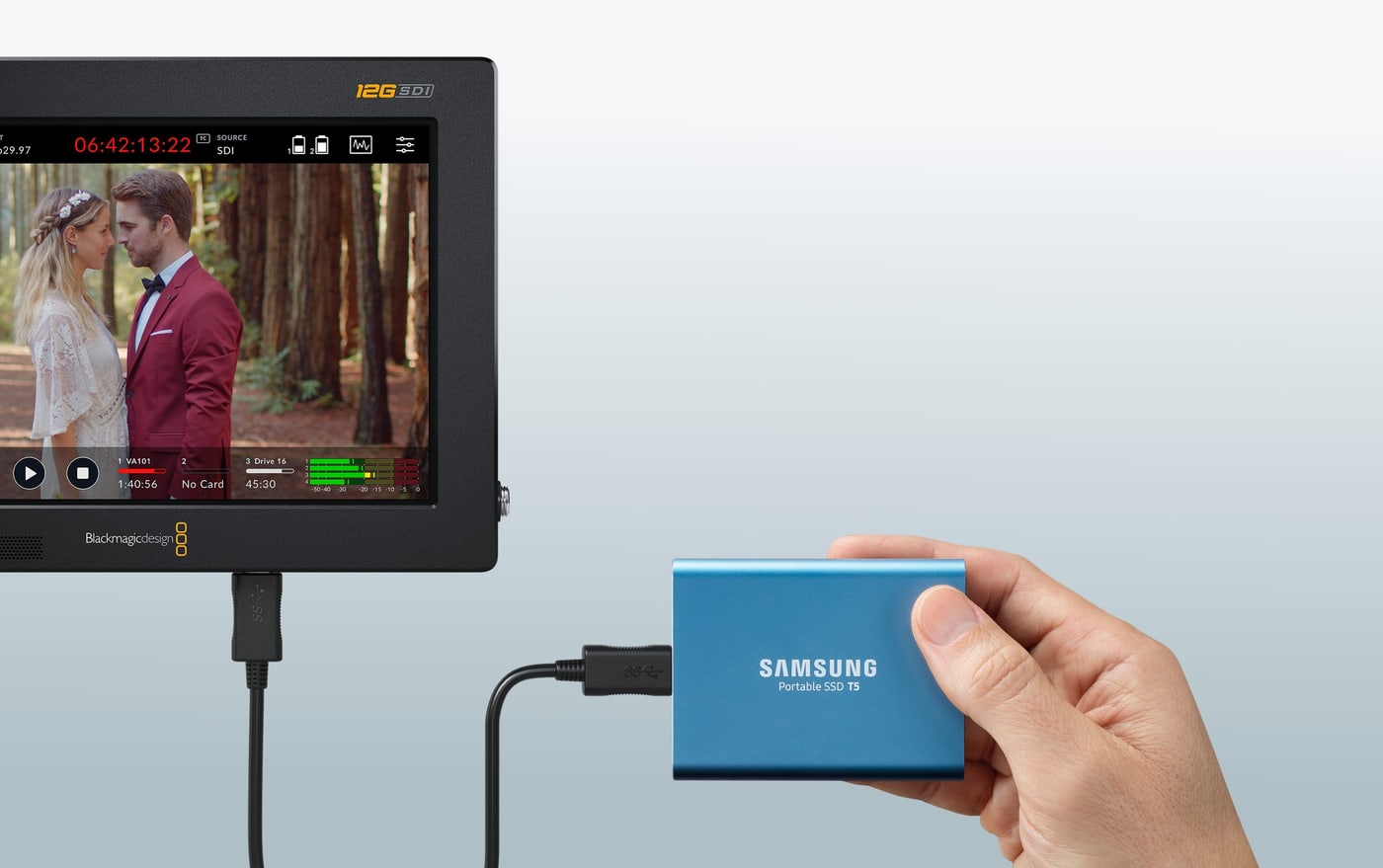 Video Assist 7″ 12G HDR – Zwei SD-Steckplätze und externes USB-C-Laufwerk