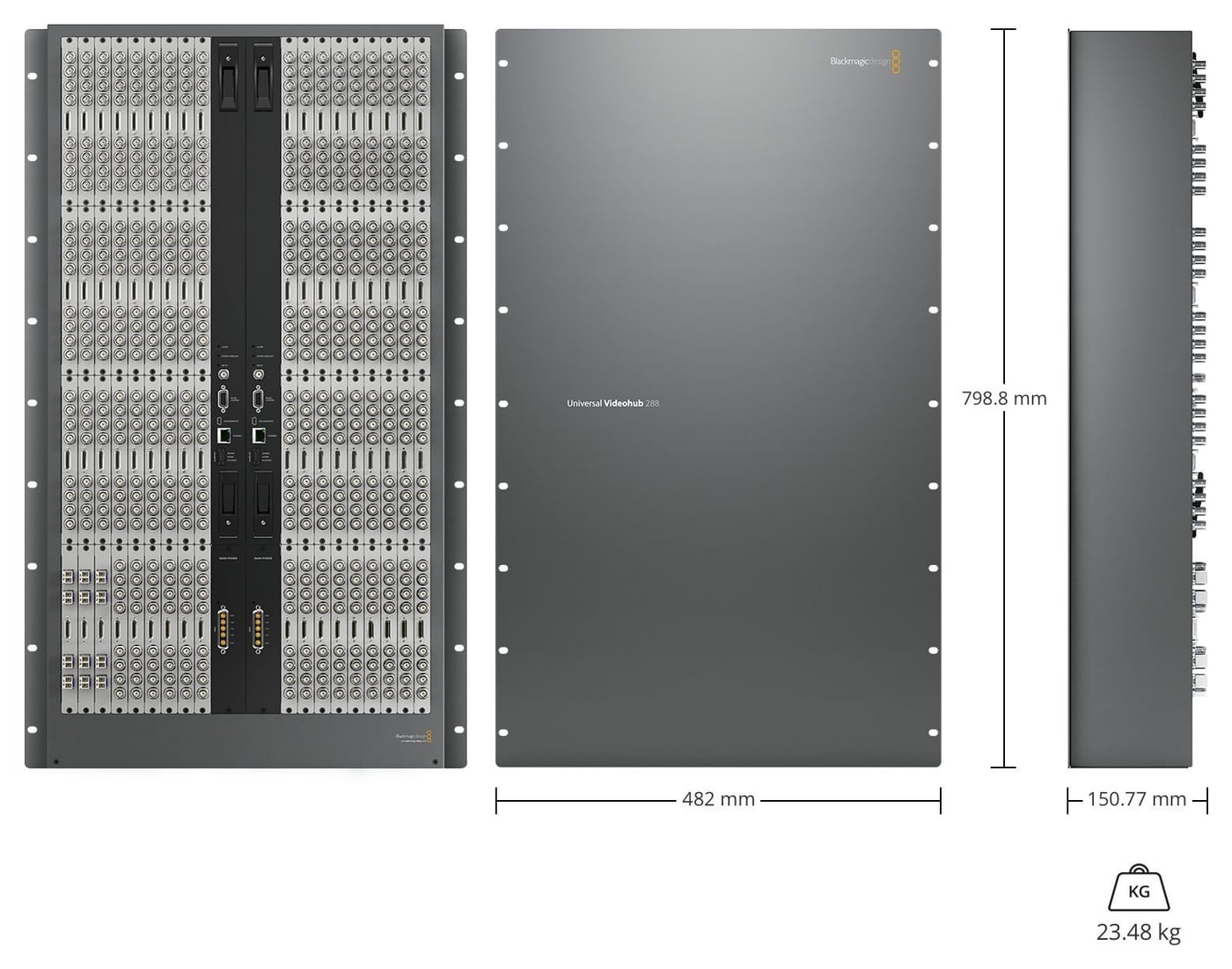 Blackmagic Universal Videohub 288 – Abmessungen und Gewicht