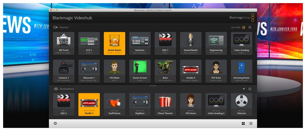 Blackmagic Universal Videohub 288 – Steuerung per Computer oder Bedienfeld