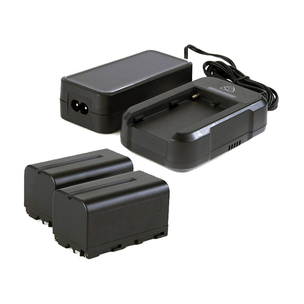 Atomos AtomX Power Kit 2 – zwei NP-F750-Akkus, Ladegerät und Netzteil