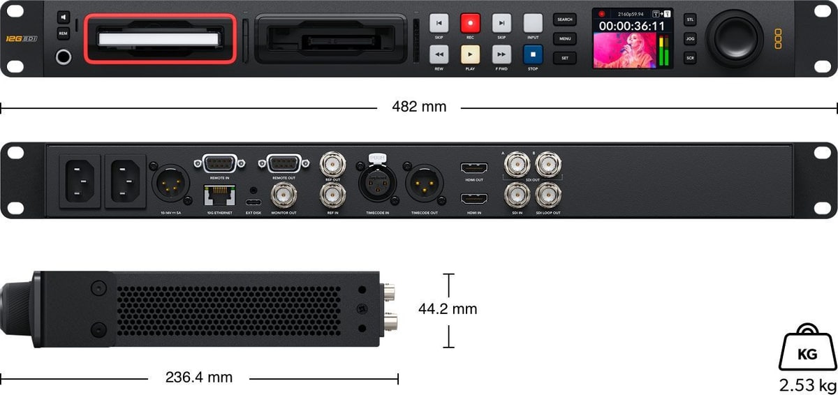 HyperDeck Studio 4K Pro – Abmessungen und Gewicht
