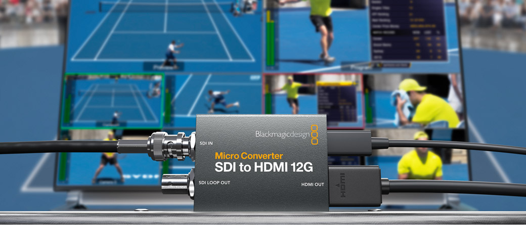 Blackmagic Micro Converter SDI zu HDMI 12G in einer Überwachungskonfiguration