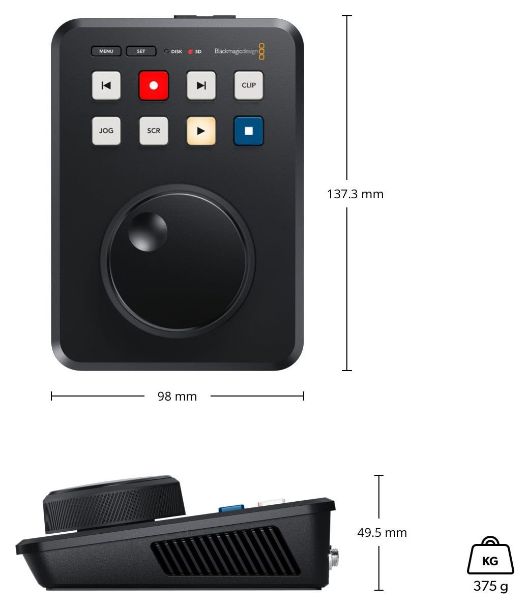 HyperDeck Shuttle HD – Abmessungen und Gewicht