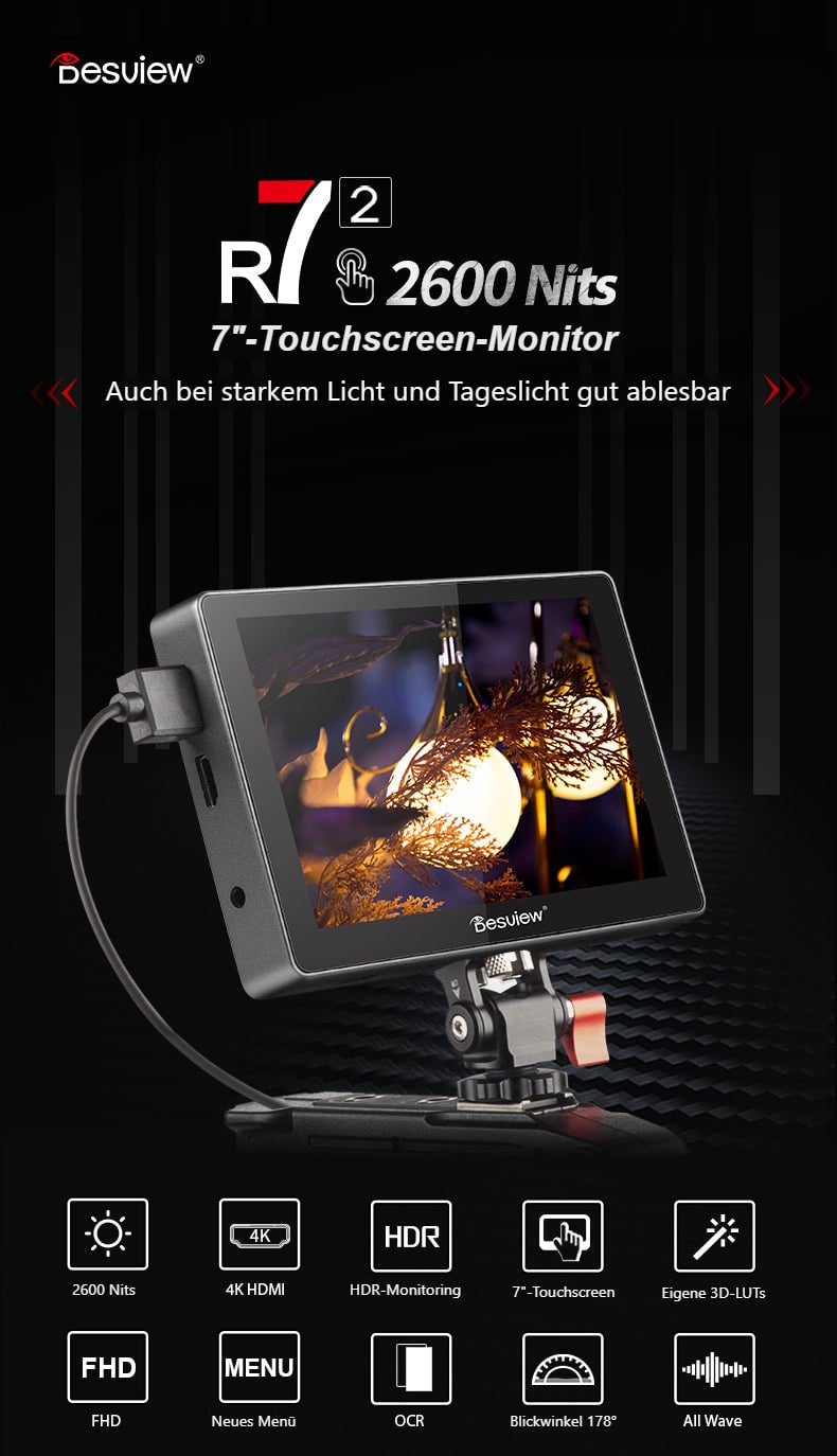 Desview R7II (R72) – 7"-Touchscreen-Kameramonitor mit 2600 Nits