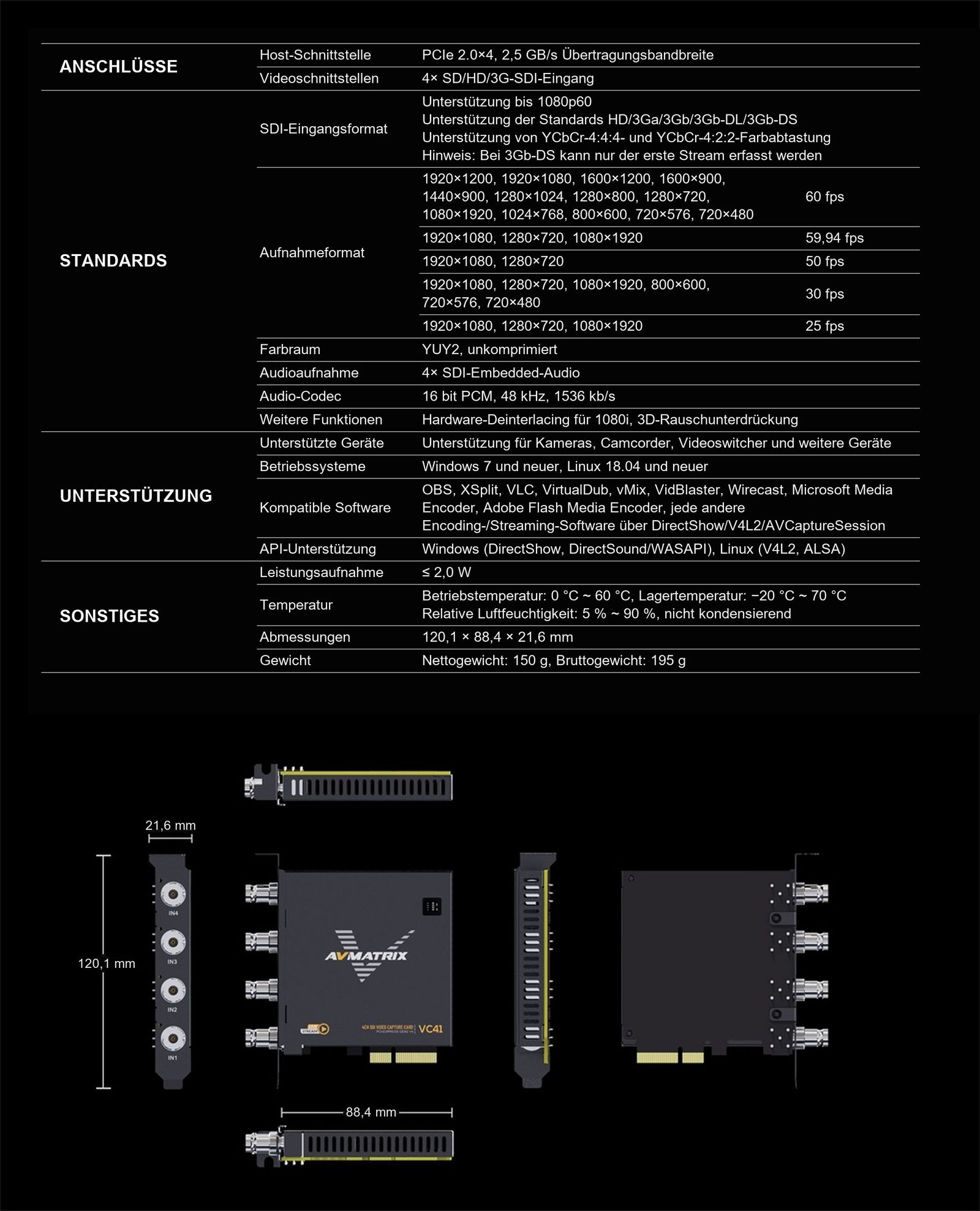 AVMATRIX VC41 – Infografik