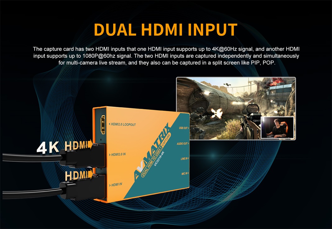 AVMATRIX UC2218-4K Dual HDMI Eingang