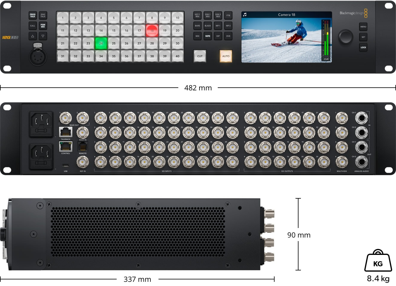 ATEM 4 M/E Constellation 4K – Abmessungen und Gewicht