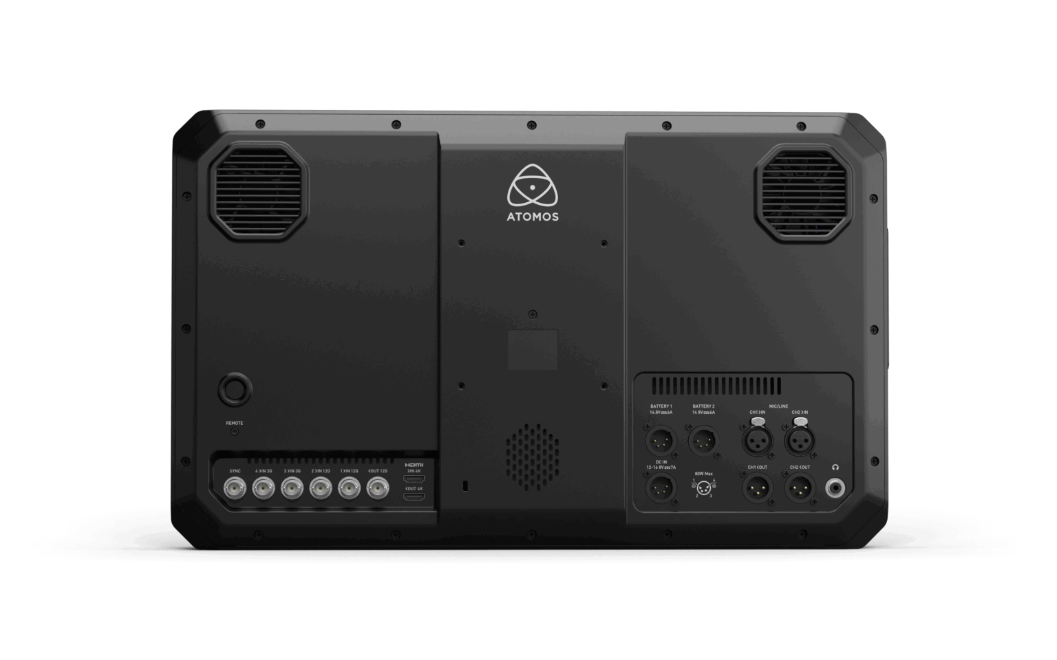 Rückseite des Atomos Sumo 19SE mit Anschlüssen