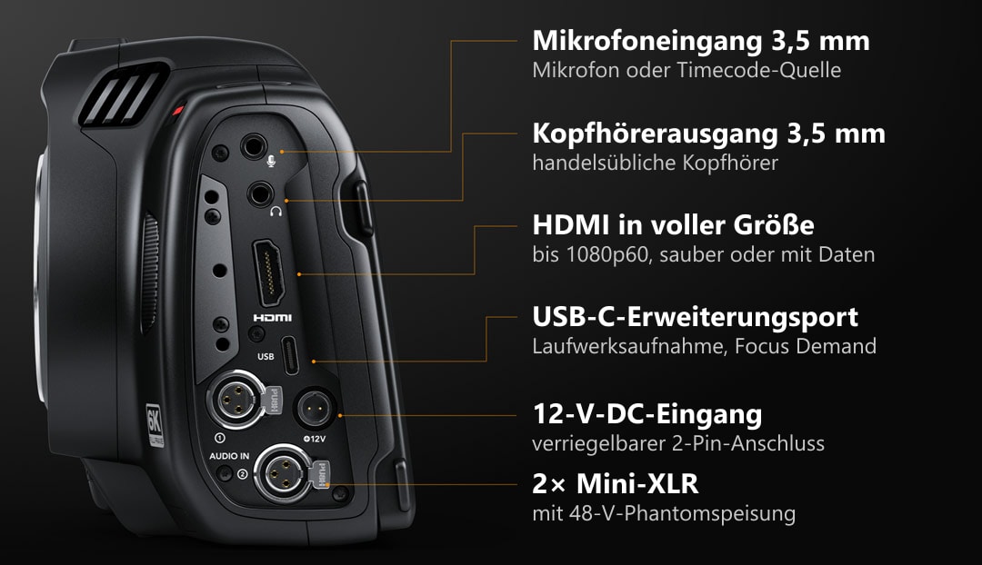 Blackmagic Cinema Camera 6K – Anschlüsse für das eigene Rig