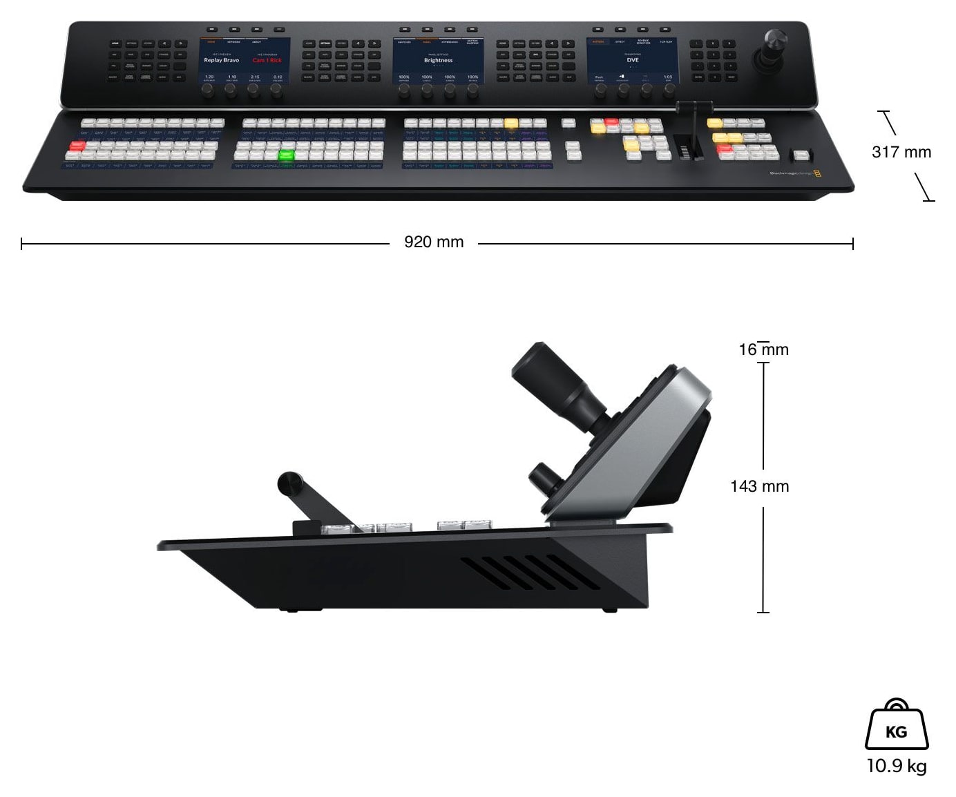 ATEM 1 M/E Advanced Panel 30 – Abmessungen