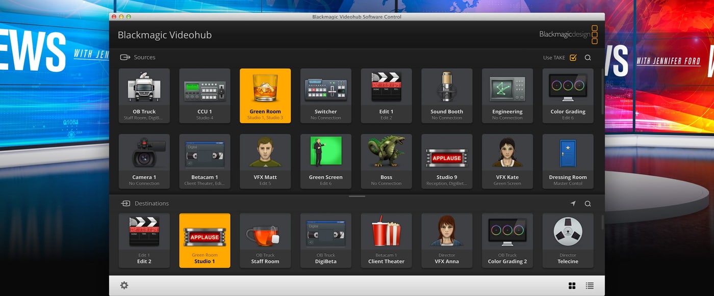 Blackmagic Videohub 80x80 12G – Steuerung über Mac, Windows und iPad