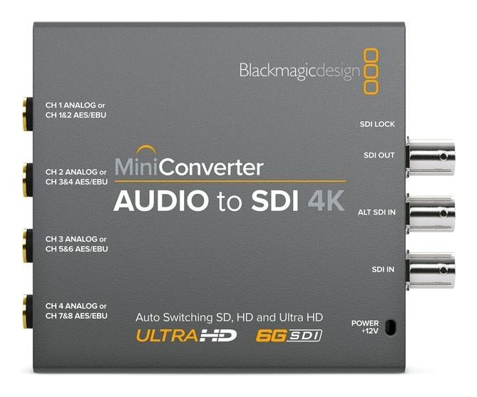 Mini Converter Audio to SDI 4K – Vier analoge Kanäle oder acht AES/EBU