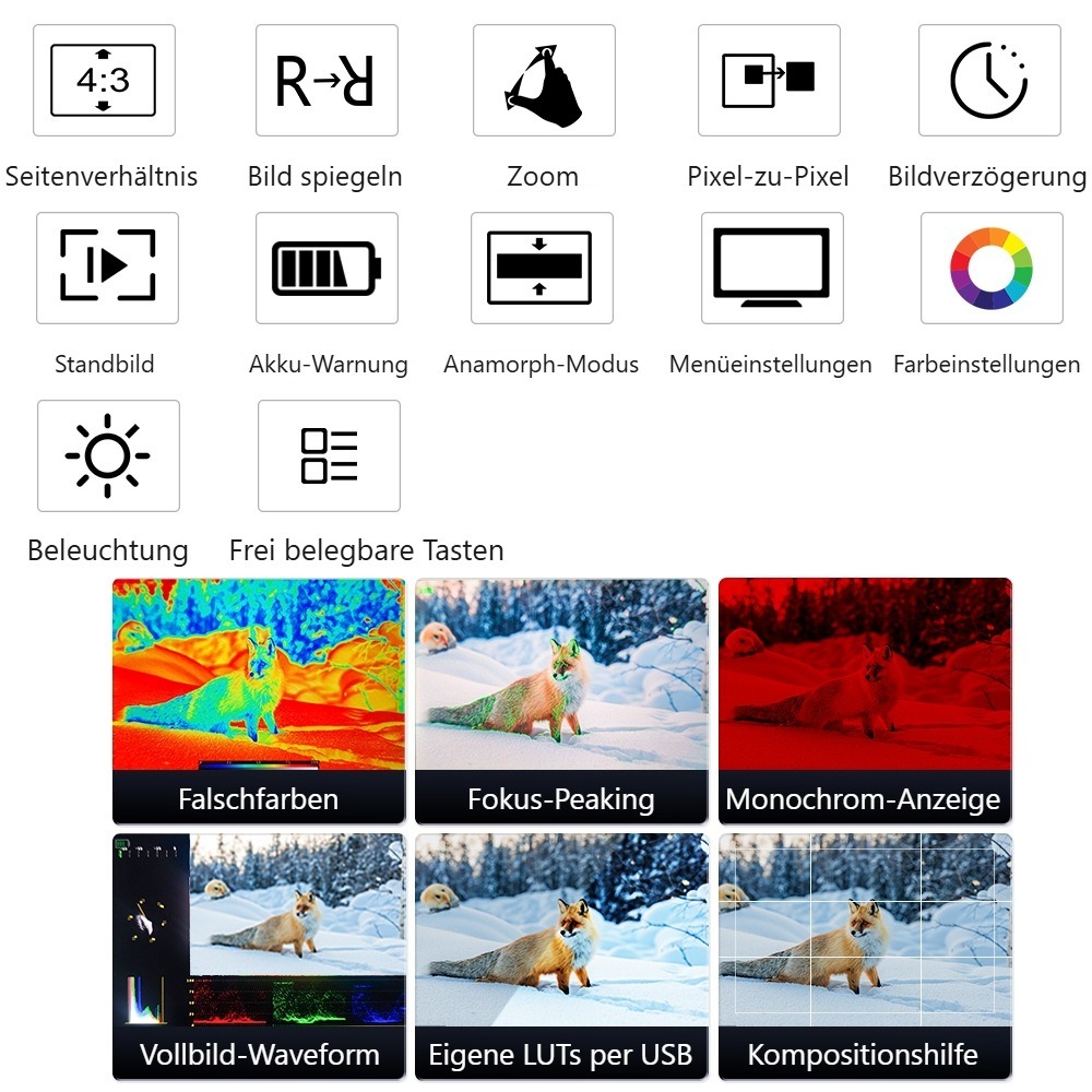 Desview R7III – Umfangreiche Hilfsfunktionen