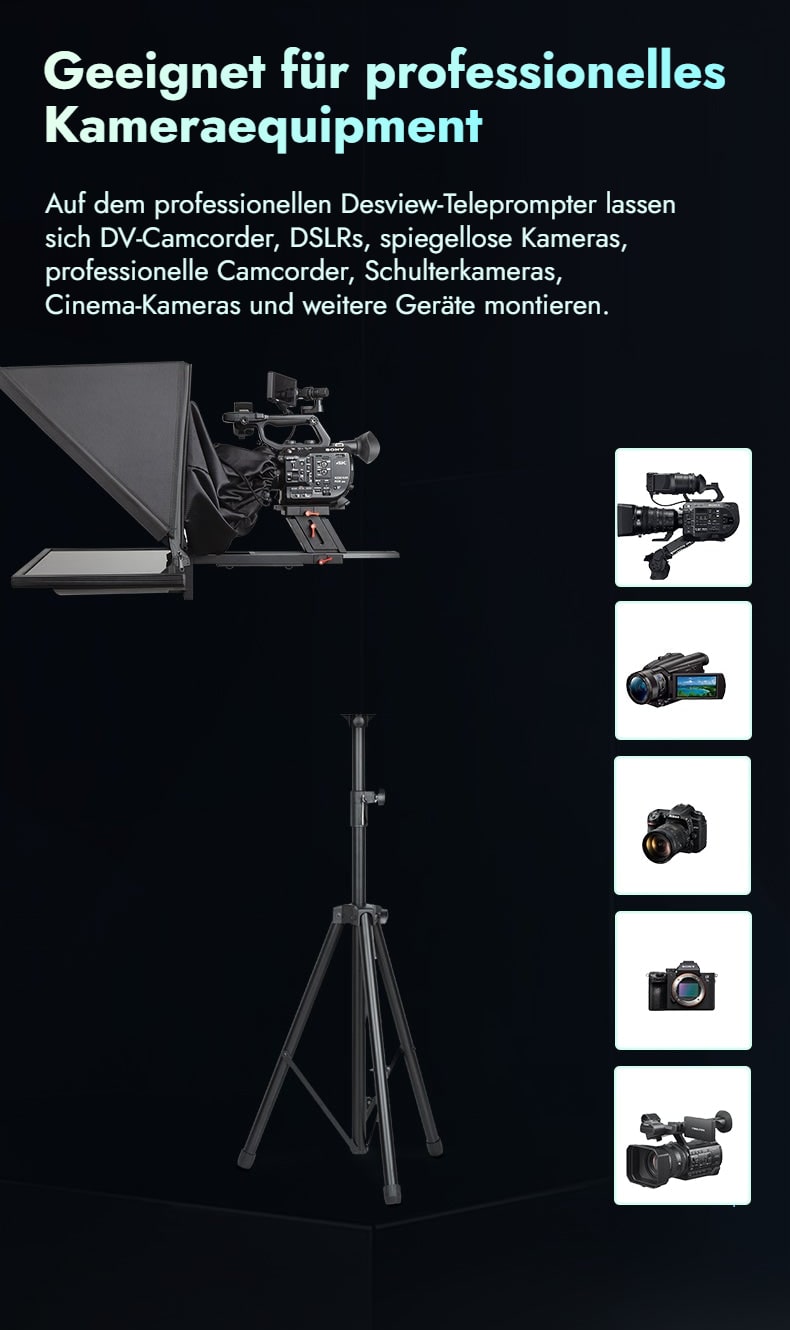 Geeignet für professionelles Kameraequipment