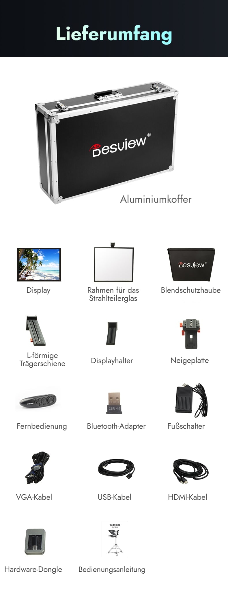 Lieferumfang Desview T17