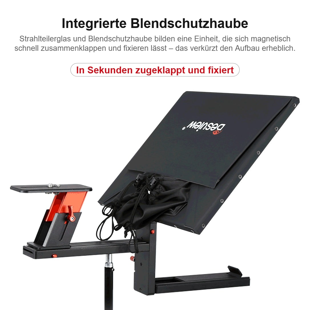 Integrierte Blendschutzhaube, magnetisch klappbar