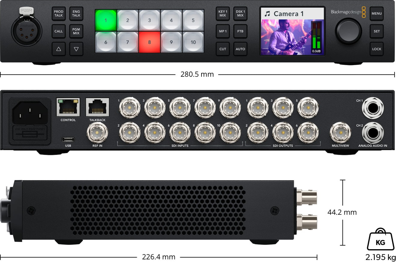 ATEM 1 M/E Constellation 4K – Abmessungen und Gewicht
