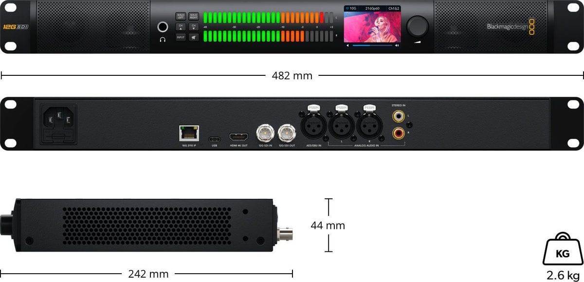 Blackmagic Audio Monitor 12G G3 – Abmessungen und Gewicht
