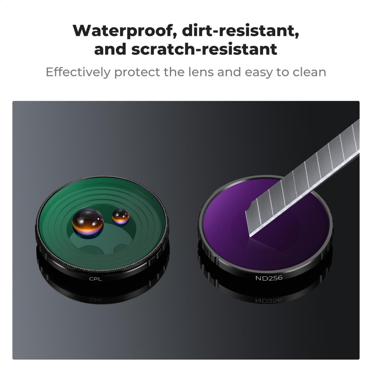 Action Camera Filter Set CPL+ND8+ND16+ND32+ND64+ND256, Circular Polarizing Filter Neutral Density with 28-layer Coating Compatible with DJI Osmo Action 4, Osmo Action 5 Pro