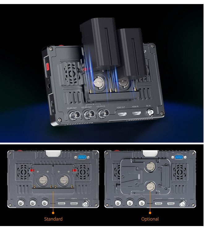 Die Standardplatte gegenüber der optionalen V-Mount-Platte
