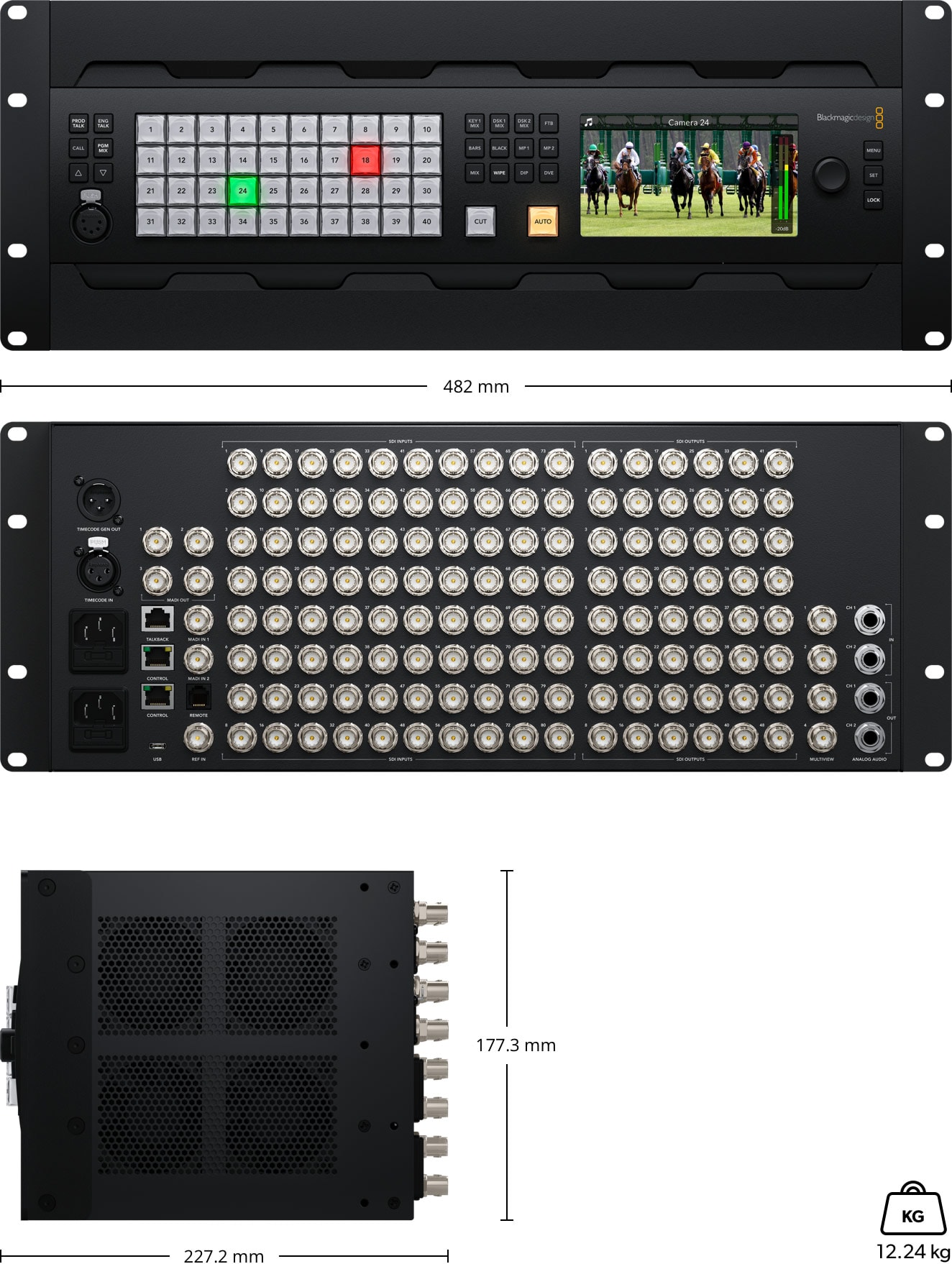 ATEM 4 M/E Constellation 4K Plus – Abmessungen und Gewicht