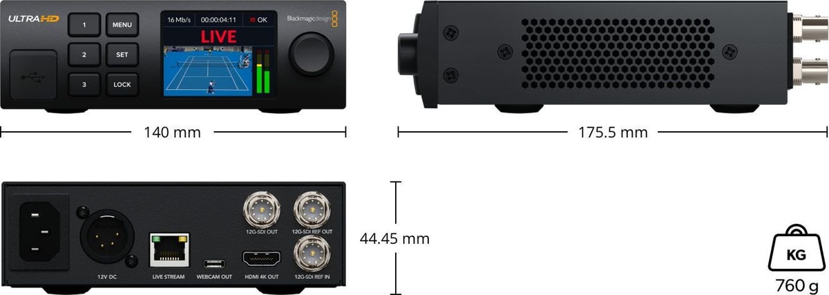 Blackmagic Streaming Decoder 4K – Abmessungen und Gewicht