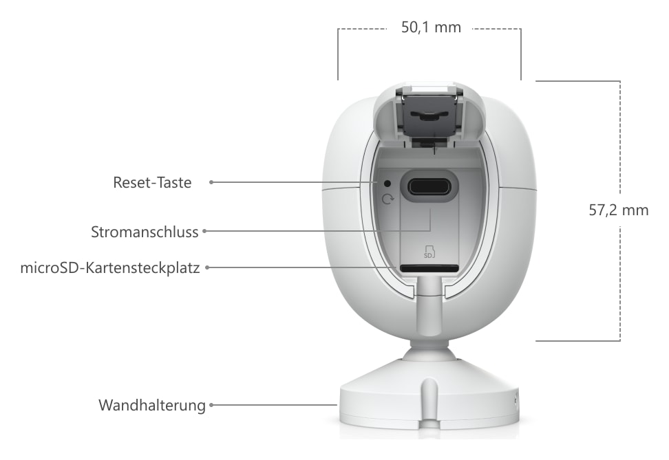 Ubiquiti UniFi Protect G6 Instant, weiß – Die Kamera im Überblick und Abmessungen