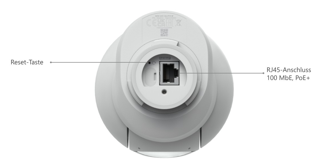 Ubiquiti UniFi Protect G6 PTZ, weiß – Unterseite der Kamera