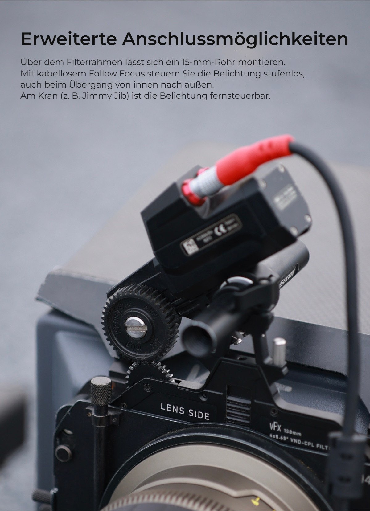 Follow Focus und 15-mm-Rohr