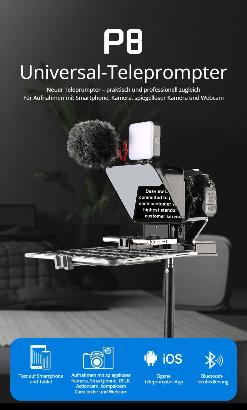 Ein Teleprompter für Smartphone und Kamera