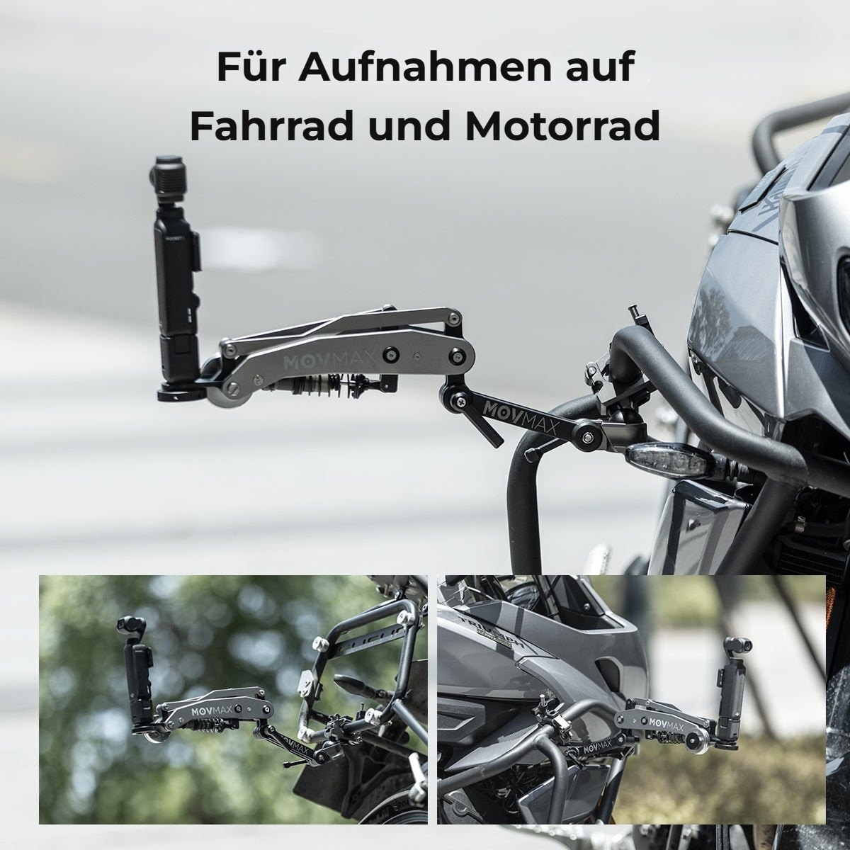 Für Aufnahmen auf Fahrrad und Motorrad