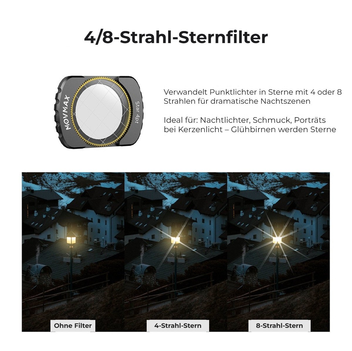 Sternfilter mit 4 und 8 Strahlen