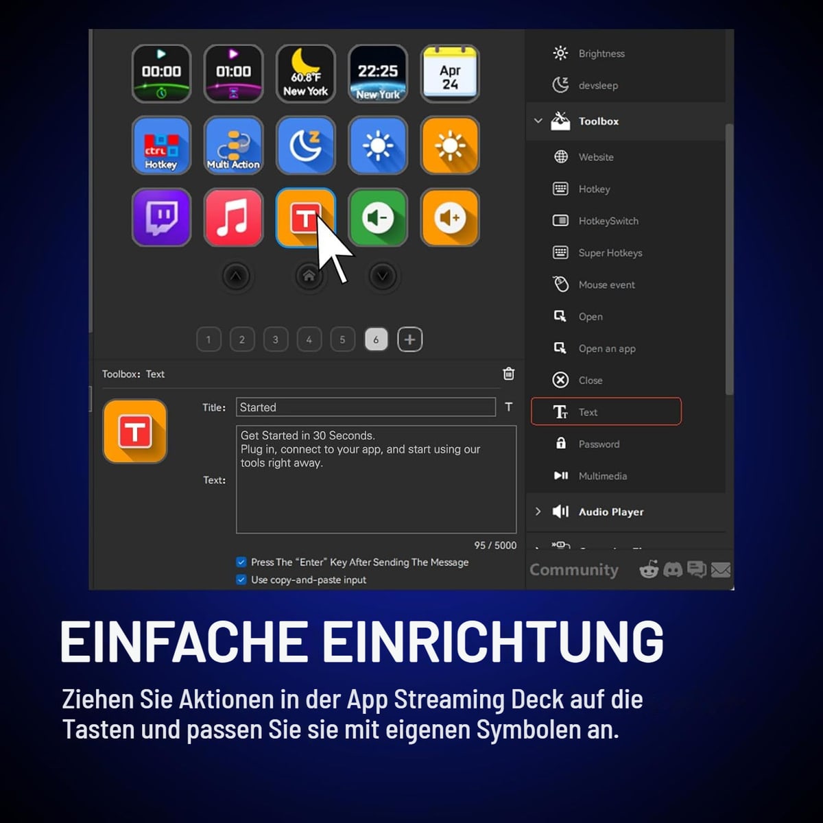 Einrichtung in der App Streaming Deck