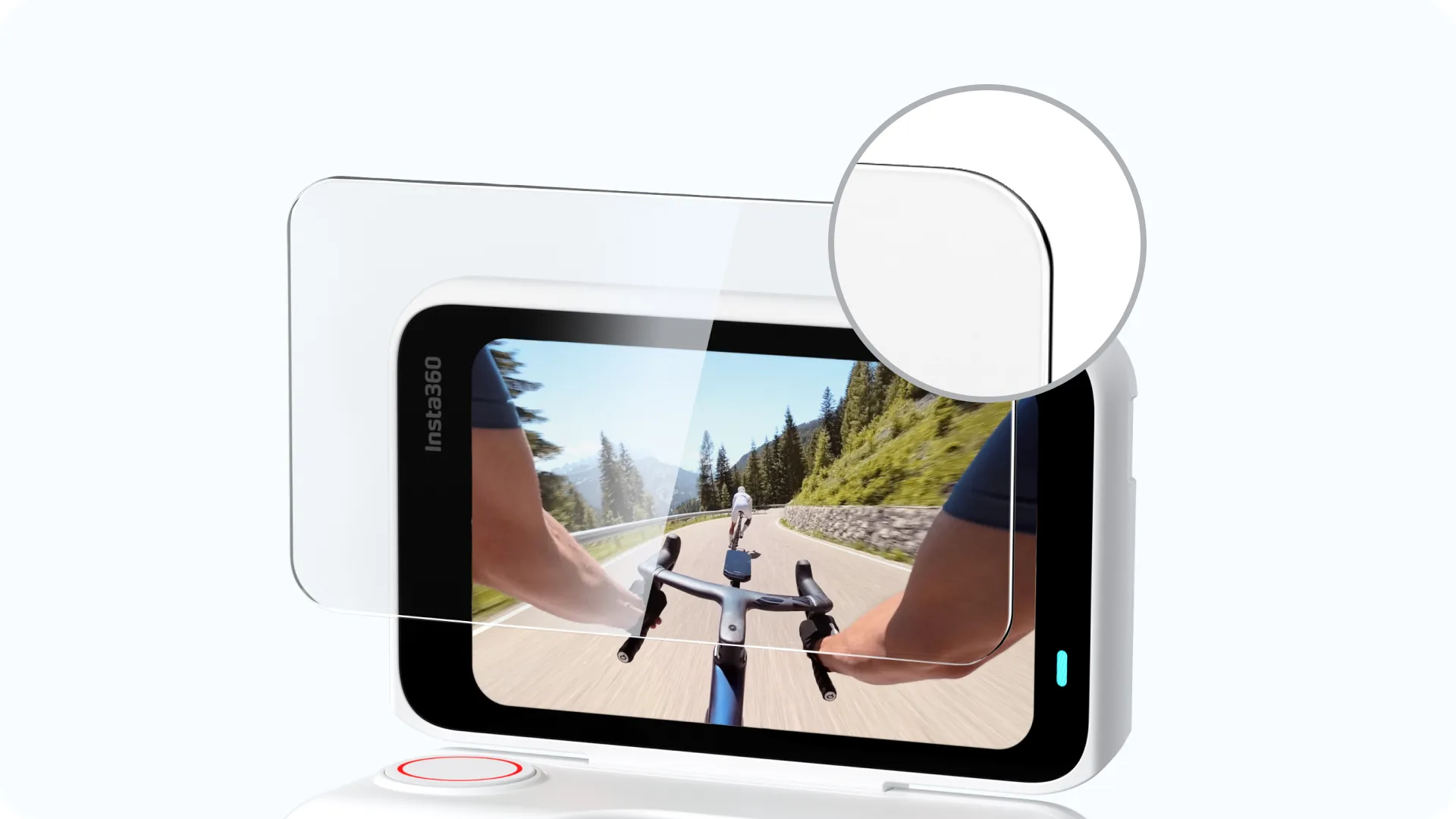 Abgerundete Kanten des Displayschutzes für die Insta360 GO Ultra