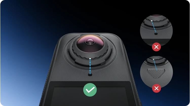 Prüfen der Linsenausrichtung bei der Insta360 X4 Air