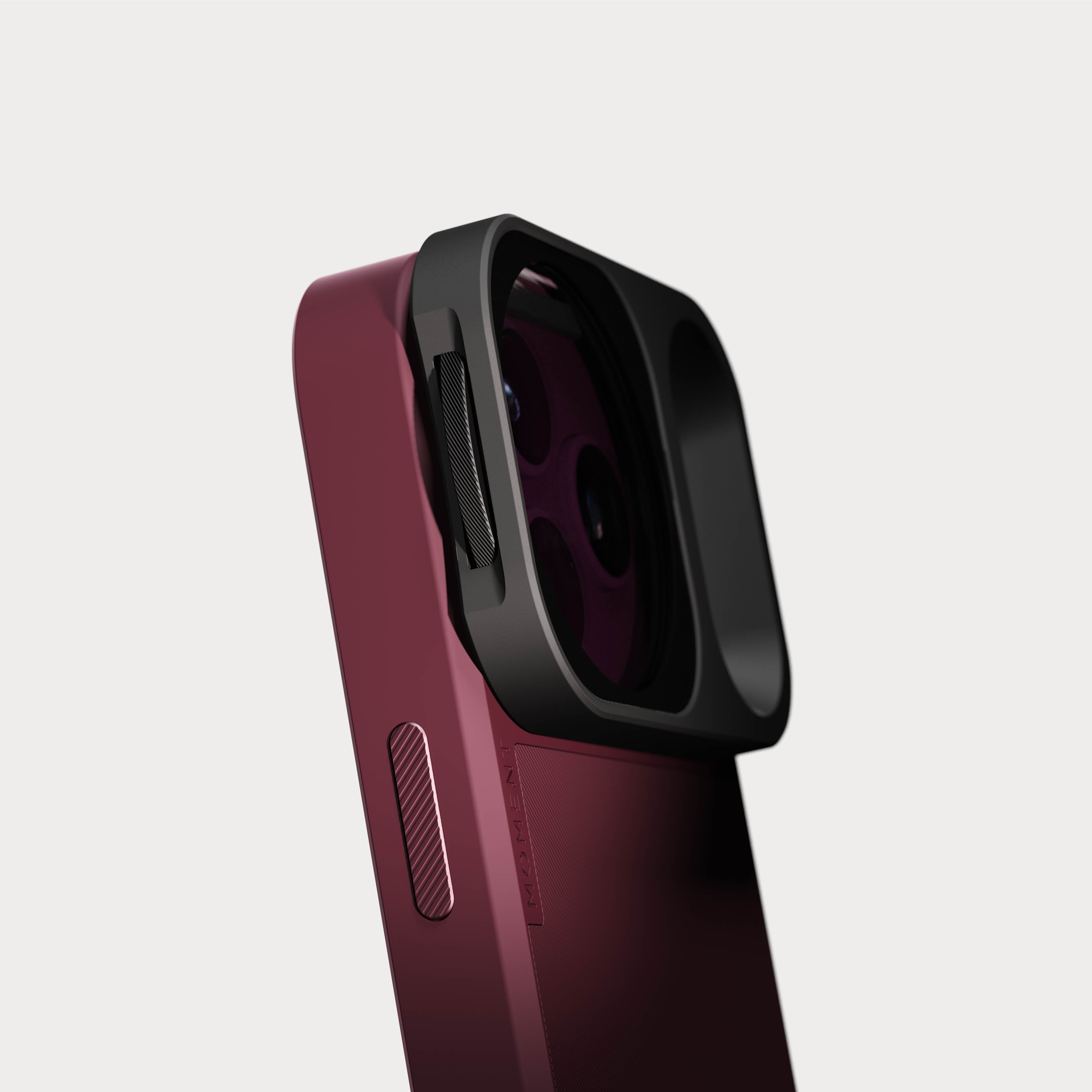 Moment Mobile Variable ND QuickLock Filter mounted on iPhone 18 Pro