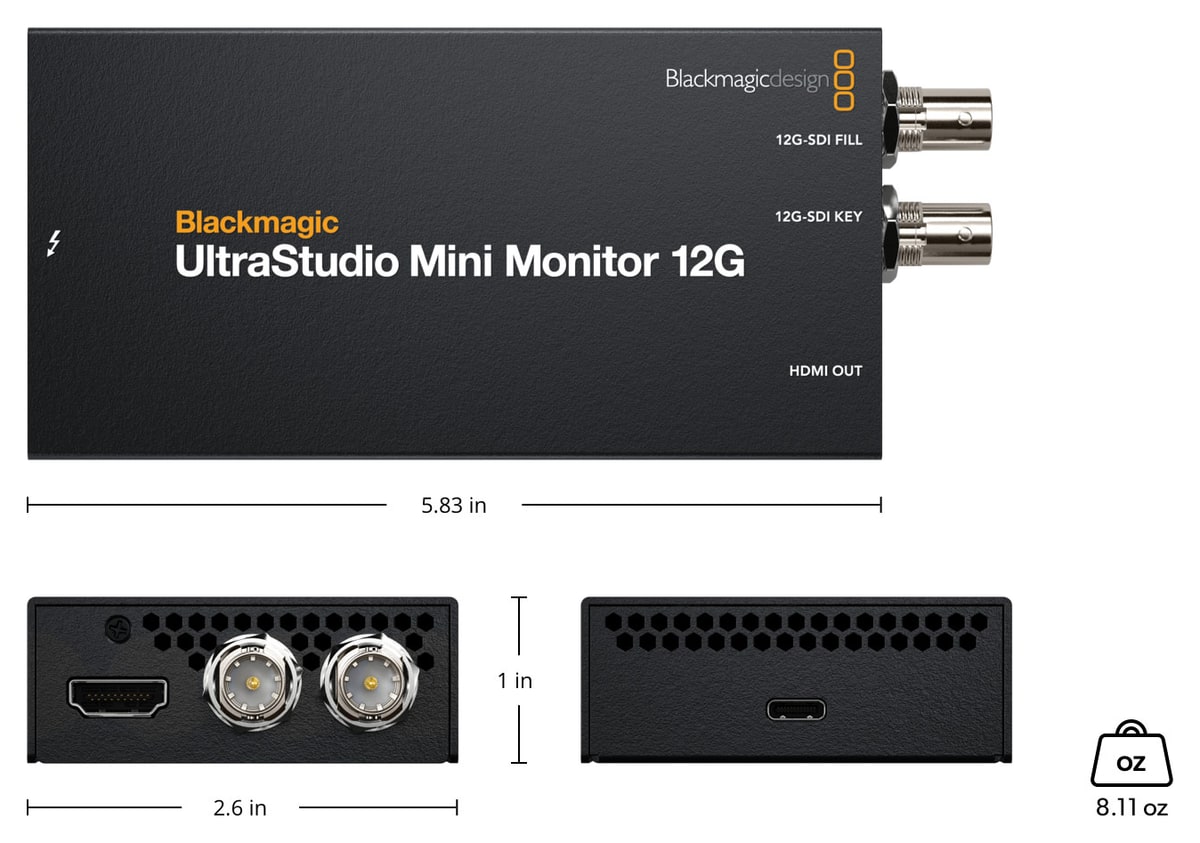 UltraStudio Mini Monitor 12G – Abmessungen und Gewicht
