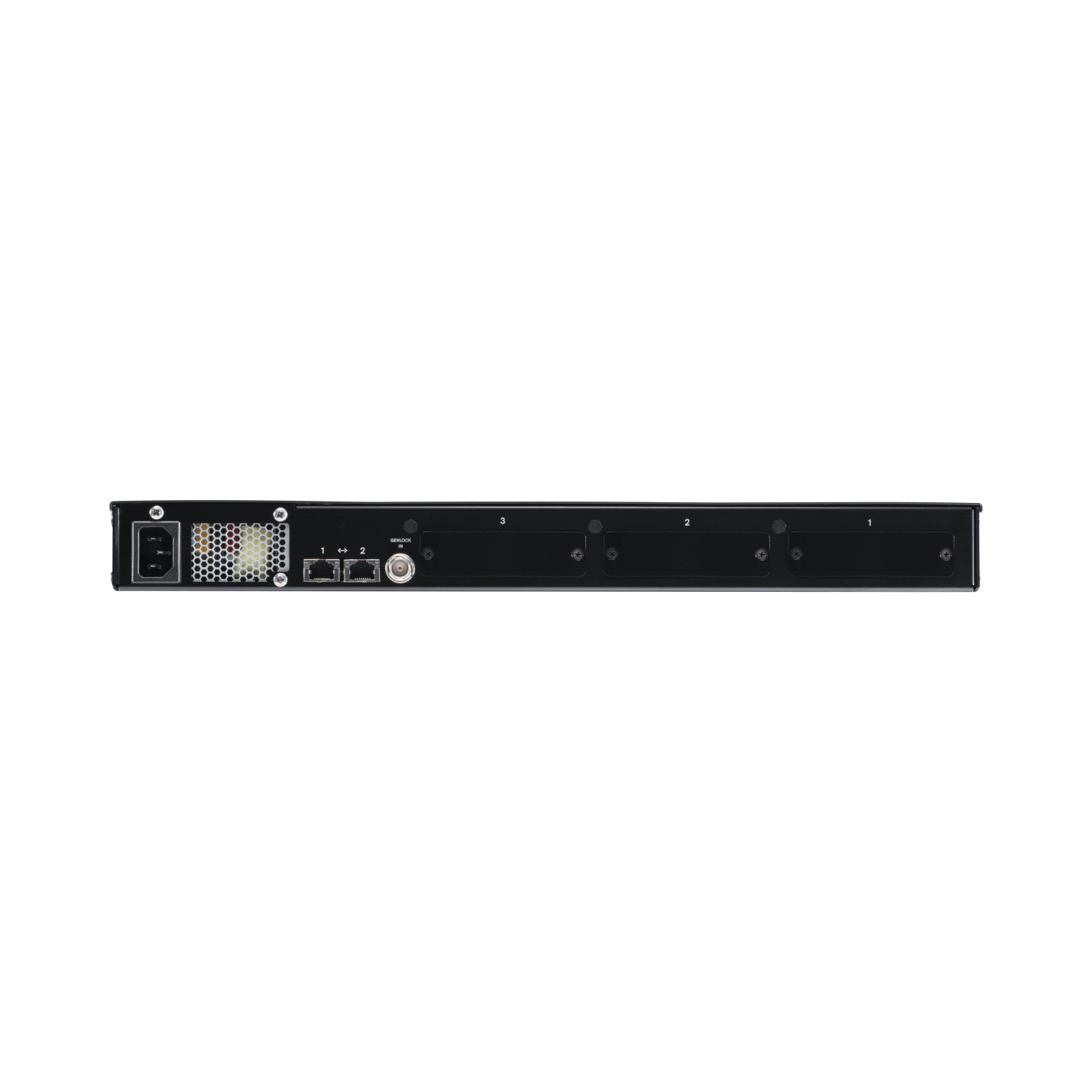 Rückseite des Teradek Prism 801 mit RJ45-Ports und Stromanschluss