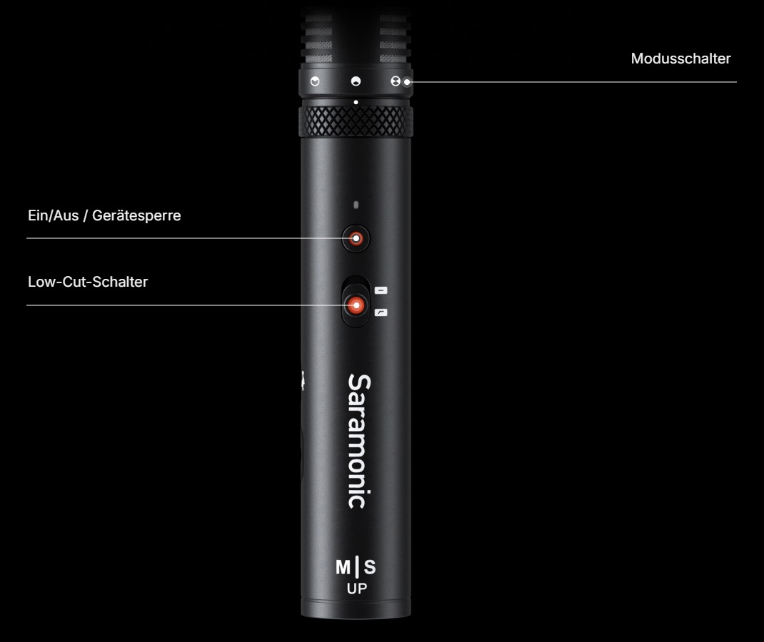 Saramonic SG MS1 – Bedienung am Gehäuse