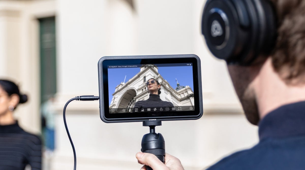 Belichtungs- und Monitoring-Werkzeuge auf dem Display des Atomos Shinobi 7 II