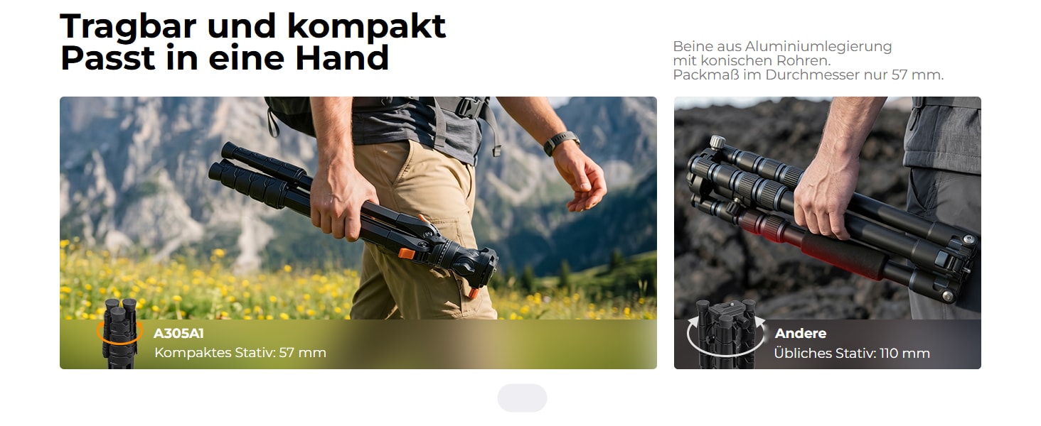 K&F Concept A305A1+FH-04 – 162 cm Aluminium-Videostativ mit Fluidkopf