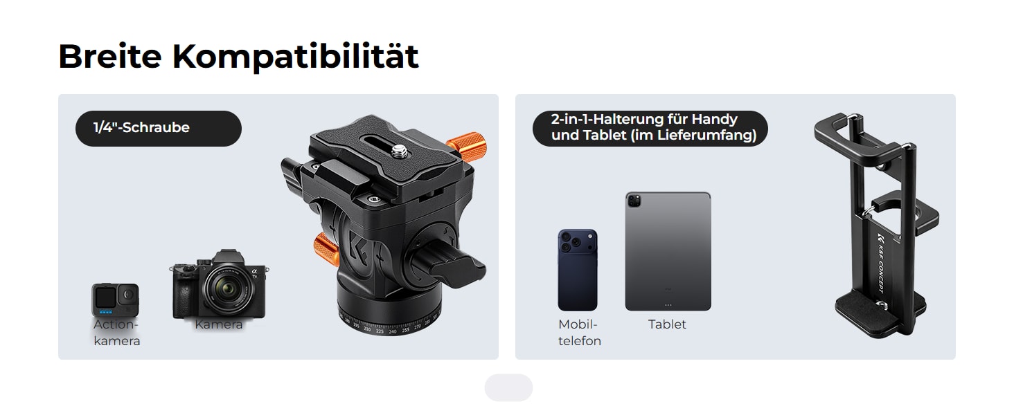 K&F Concept A305A1+FH-04 – 162 cm Aluminium-Videostativ mit Fluidkopf
