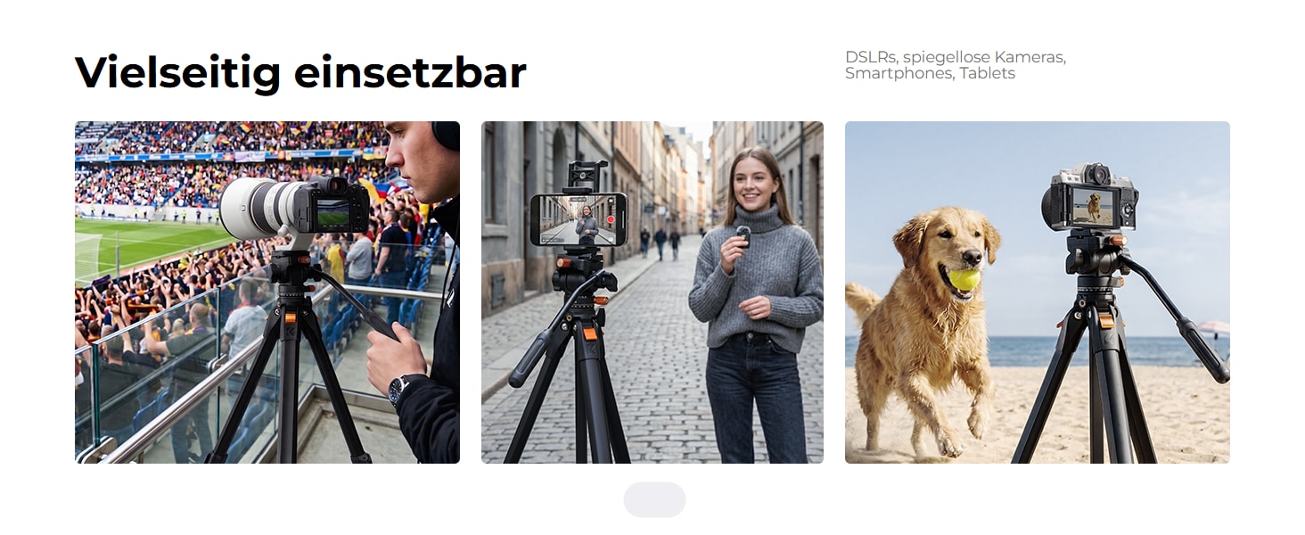 K&F Concept A305A1+FH-04 – 162 cm Aluminium-Videostativ mit Fluidkopf