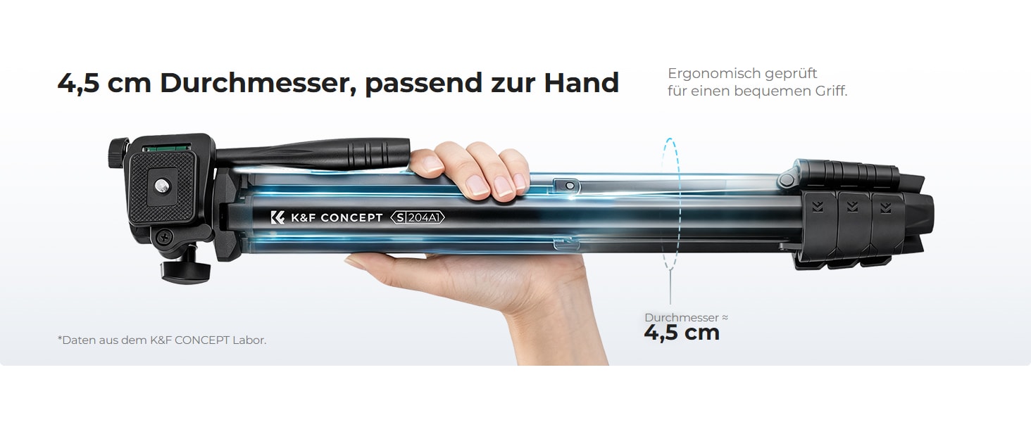 K&F Concept S204A1 – Aluminium-Reisestativ 147 cm mit 3-Wege-Neiger