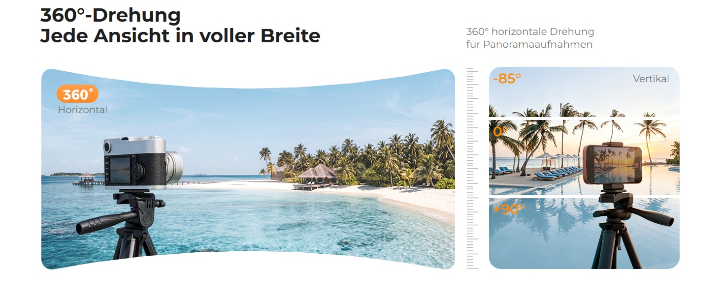 K&F Concept S204A1 – Aluminium-Reisestativ 147 cm mit 3-Wege-Neiger