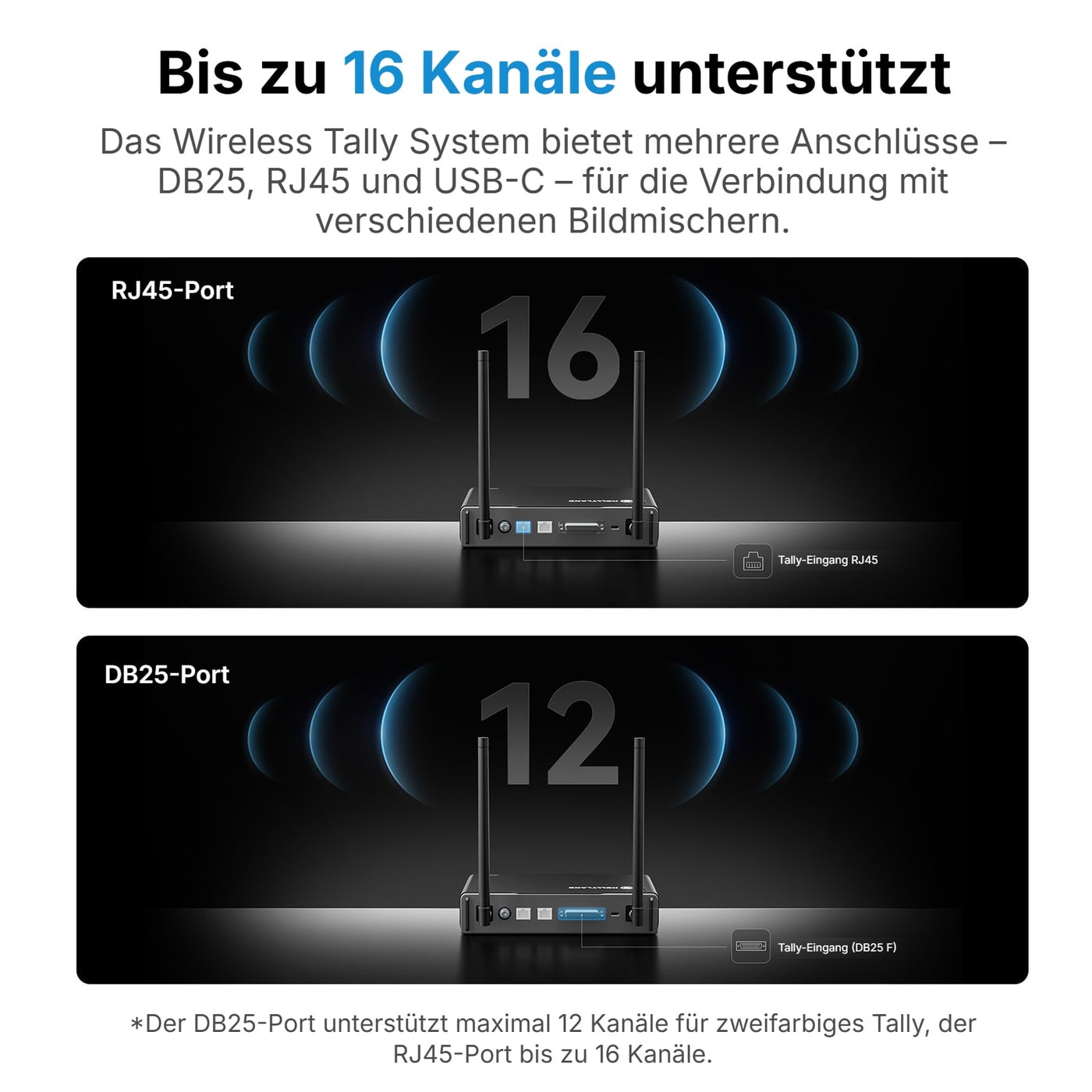 Hollyland HL-TCB05 Tally-Kabel DB25 Stecker – DB9 Buchse – Bis zu 12 Kanäle über DB25