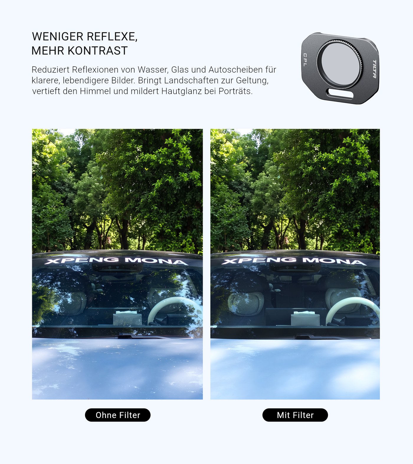 CPL-Polfilter: weniger Reflexe
