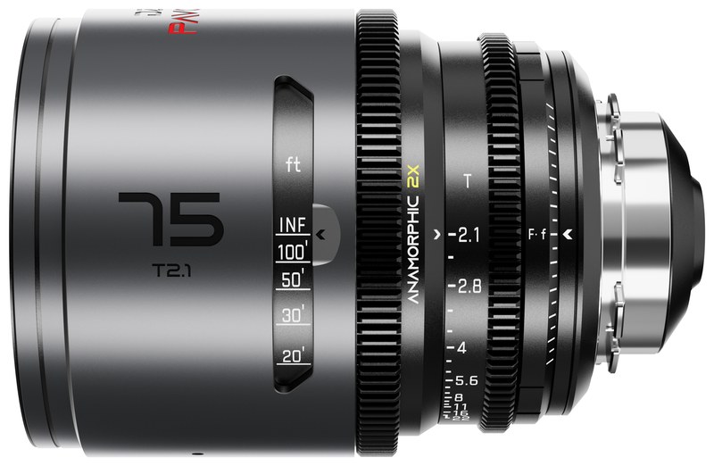 DZOFILM Pavo 75 mm T2,1 anamorphotisch 2× – Neutral, PL/EF, Fuß-Skala