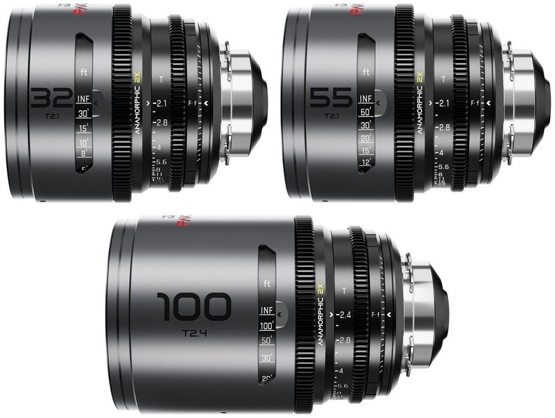 DZOFILM Pavo Set 32/55/100 mm anamorphotisch 2× – Neutral, PL/EF, Fuß-Skala